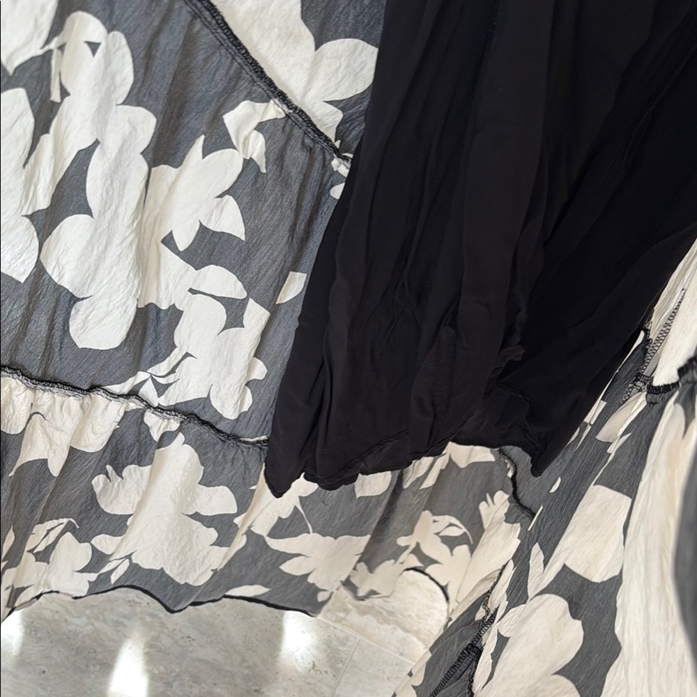 Anthropologie Black and Ivory Floral Print  Maxi Dress with Open Low Back - Picture 14 of 14